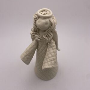 Vintage Spaghetti Hair Studio Art Pottery Angel Figurine Signed JAN Tennessee